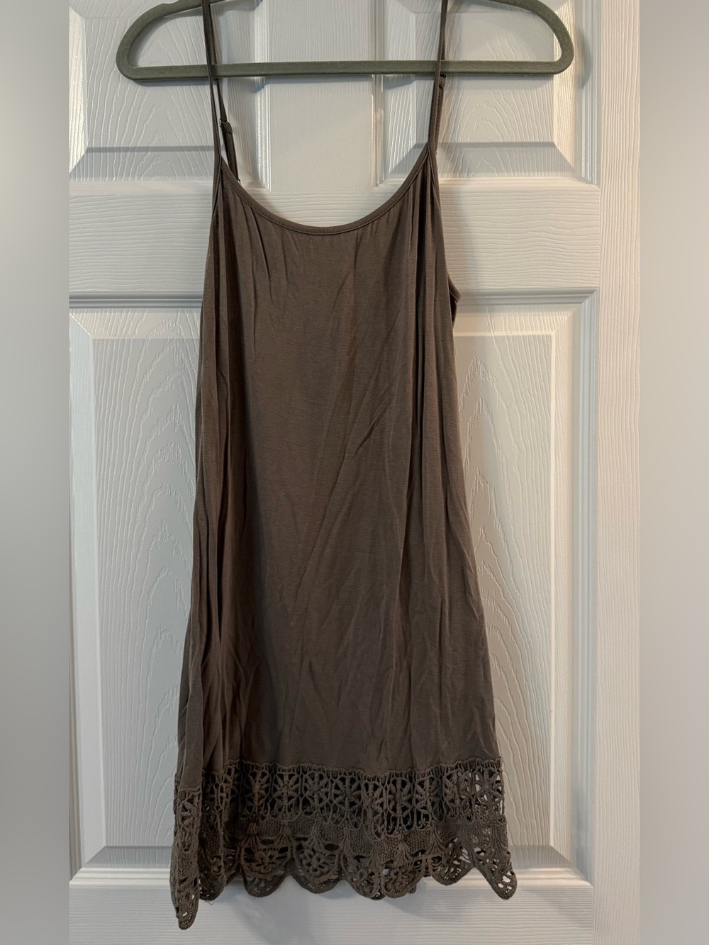Monoreno Green Crochet-Hem Slip Dress